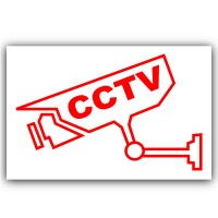 6 x CCTV - Video Recording Camera Security Warning Sticker-Self Adhesive Vinyl Sign-Red on White 